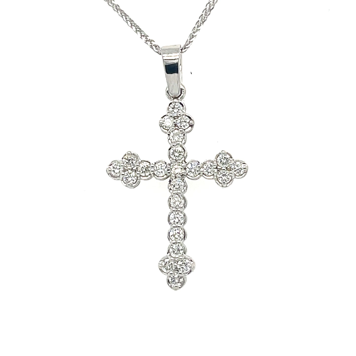 0.96 CT Round Brilliant Cut Diamonds in a 14 KT White Gold Cross