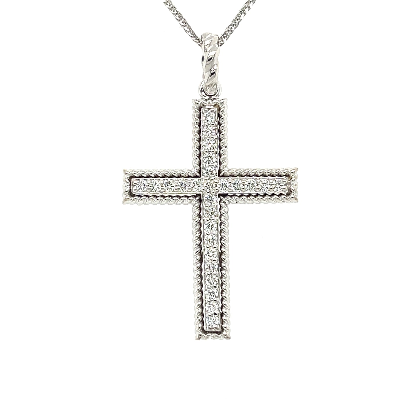 0.46 CT Round Brilliant Cut Diamonds in a 14 KT White Gold Cross