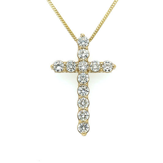 2.29 CT Round Brilliant Cut Diamonds in a 14 KT Yellow Gold Cross