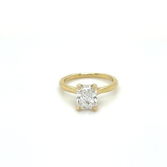1.51 CT Radiant Cut Diamond Center (Certified GIA) in a 14 KT Yellow Gold Solitaire Engagement Ring