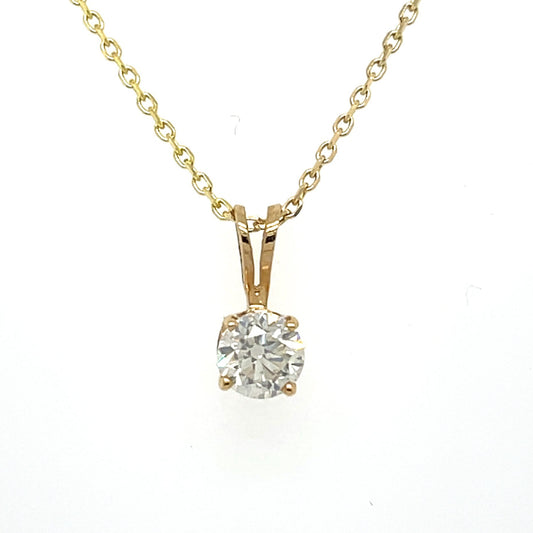 0.50 CT Round Brilliant Cut Diamond in a 14 KT Yellow Gold Pedant